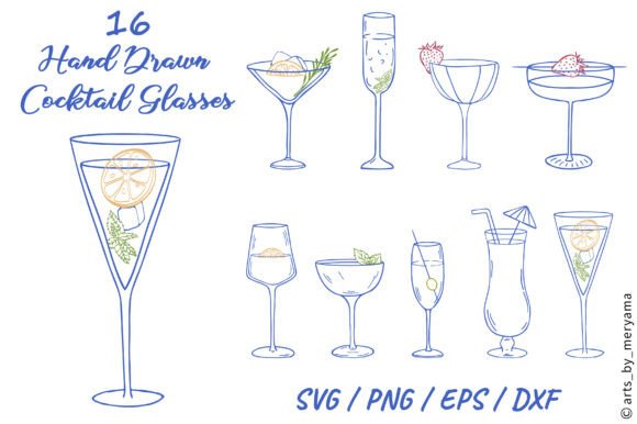 16 Hand Drawn Cocktails: Elevate Your Visuals