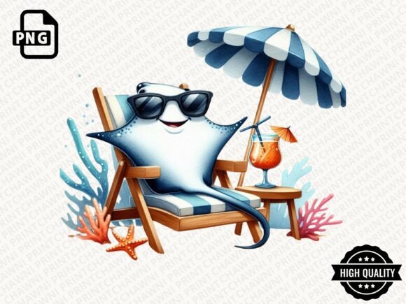 Animals Relaxing on Beach Clipart PNG: Your Go-To Summer Asset