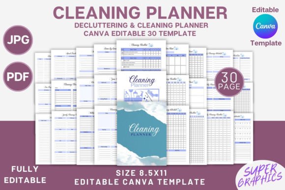 Cleaning and Decluttering Planner -Canva: Your All-in-One System
