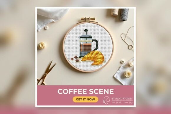 Coffee Scene Cross Stitch Pattern PDF: A Cozy Digital Craft