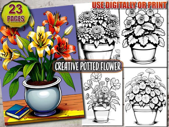 Creative Potted Flower Coloring Book: A Designer's Guide to Botanical Bliss