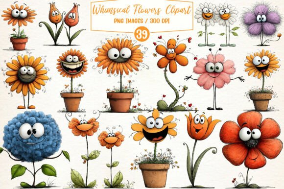 Cute Whimsical Flowers Clipart: A Designer's Secret for Joyful Projects