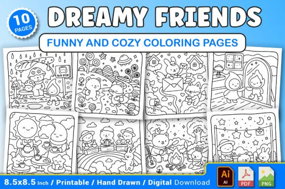 Dreamy Friends Cozy Coloring Pages: A Creative Asset for Every Designer
