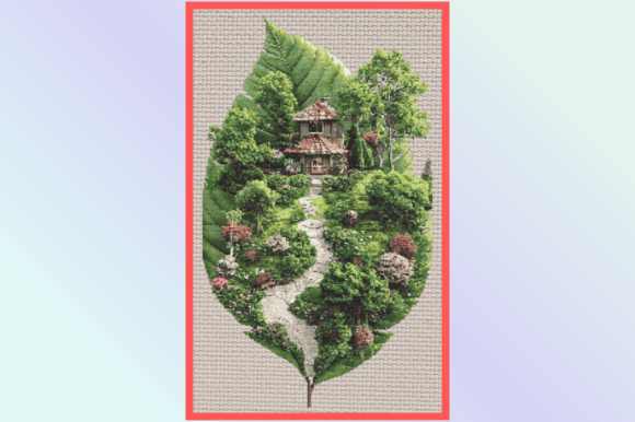 Enchanted Fairy Garden Cottage Cross-Stitch