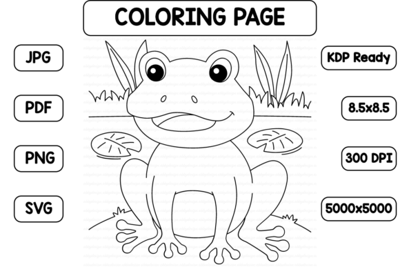Frog Farm Animal Coloring Page for Kids: A Ready-to-Use Design Asset
