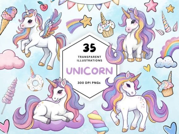 Rainbow Unicorn Clipart | Unicorn PNG Magic