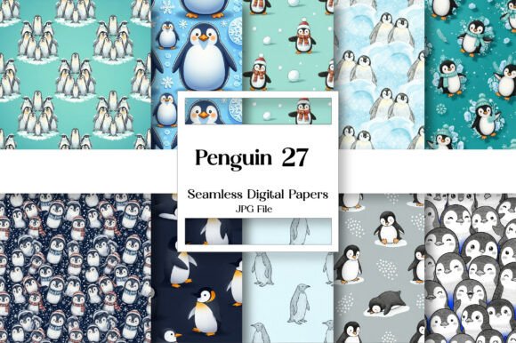 Unlock Winter Whimsy with Penguin Pattern Digital Paper