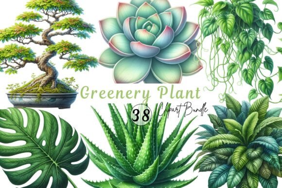 Watercolor Greenery Plant Clipart: Natural Elegance for Your Designs