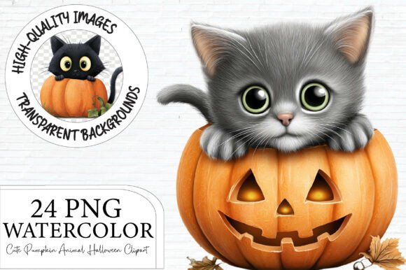 Watercolor Halloween Pumpkin Animal: A Playful Asset for Spooky Season
