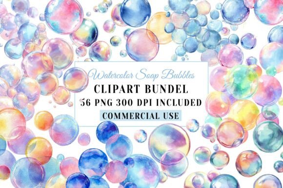 Watercolor Soap Bubbles Clipart: A Versatile Design Asset