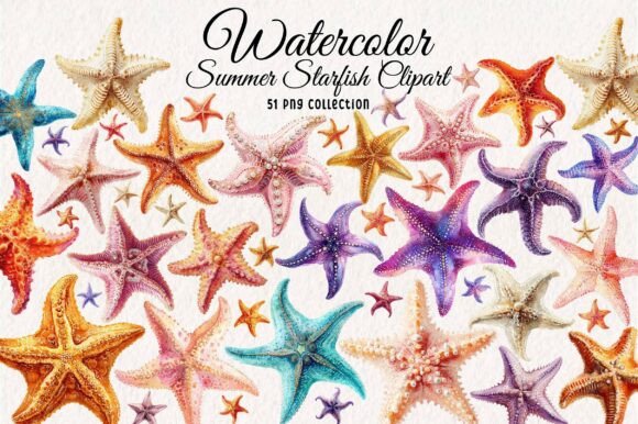 Watercolor Summer Starfish Clipart: A Design Asset for Coastal Projects