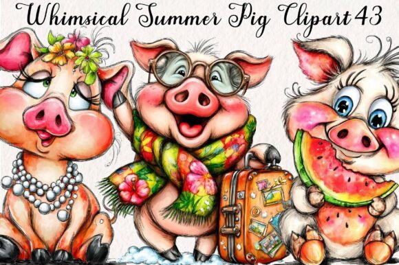 Whimsical Summer Pig Clipart: Design Applications and Specifications